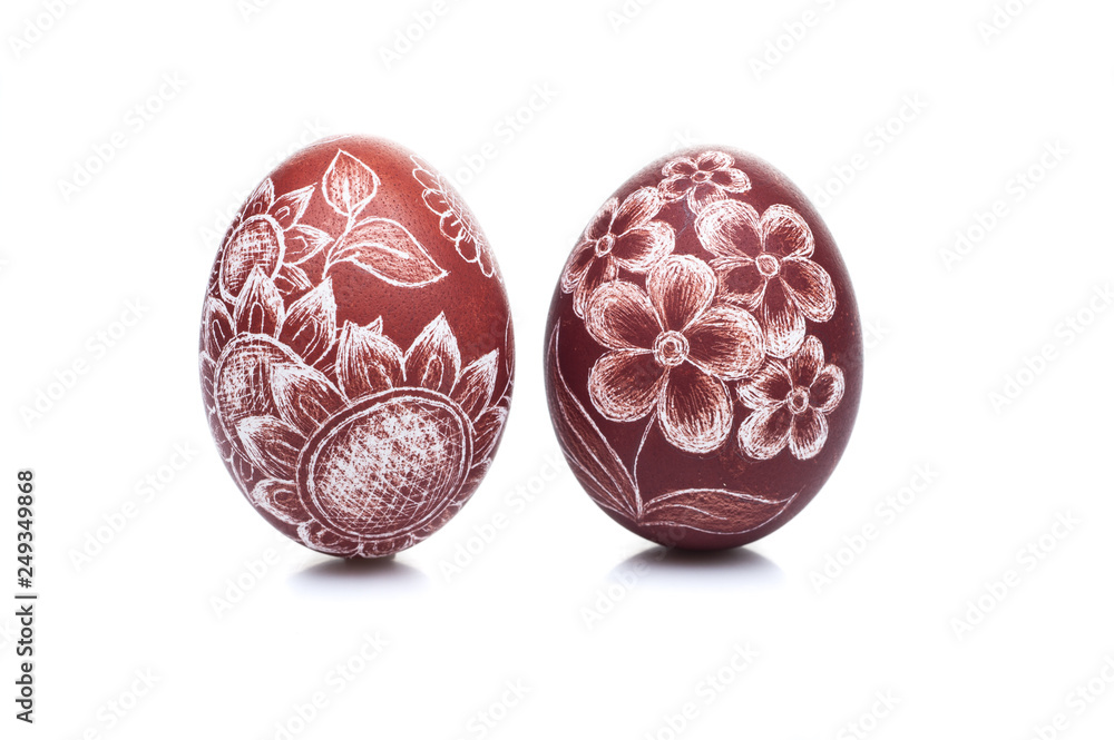 traditional scratched handmade Easter egg isolated traditional scratched handmade Easter egg isolated