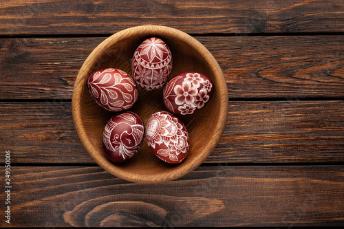 Still life with Pysanka, decorated Easter eggs