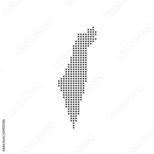 Map of Israel, halftone abstract background. The black dots on a gray background. Pixel vector illustration