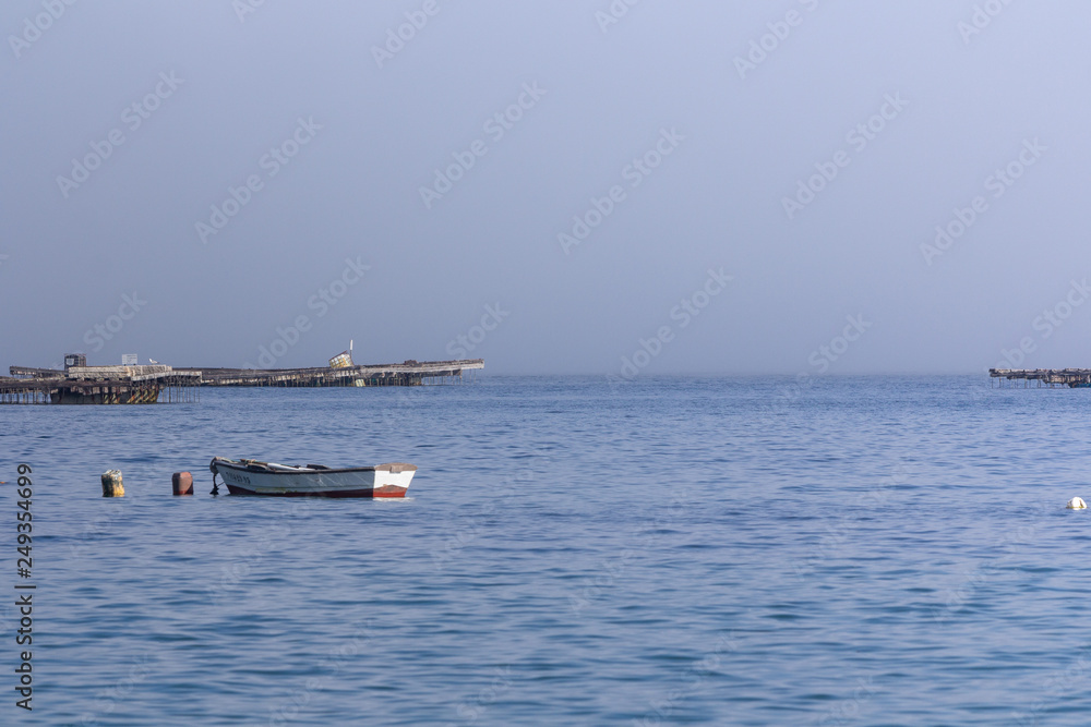 fishing boat in the sea, atlantic ocean, pontevedra, spain fishing boat in the sea, atlantic ocean, pontevedra, spain