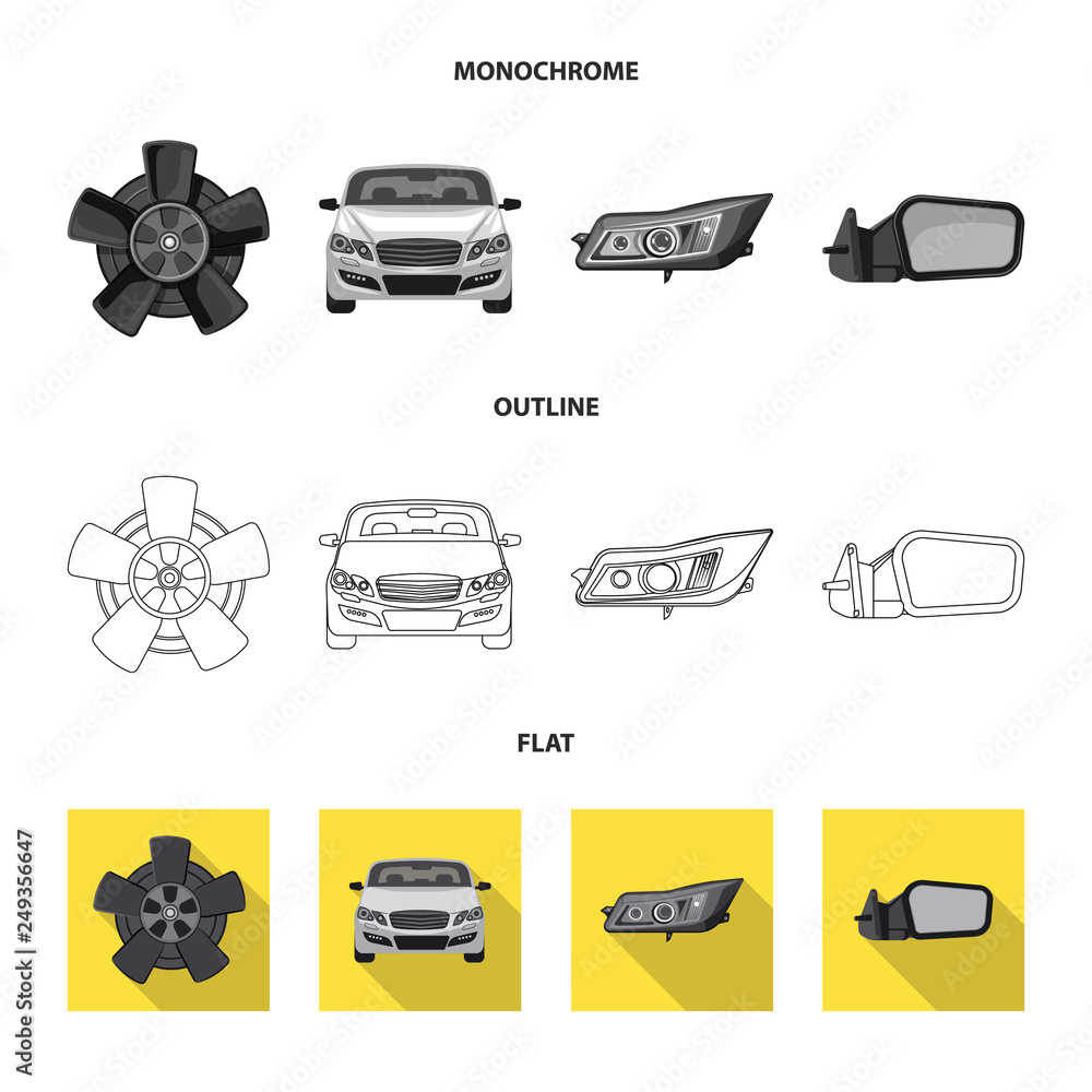 Isolated object of auto and part sign. Set of auto and car stock symbol for web. Isolated object of auto and part sign. Set of auto and car stock symbol for web.