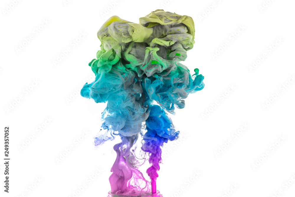 Acrylic colors and ink in water. Abstract frame background. Isolated on white. Acrylic colors and ink in water. Abstract frame background. Isolated on white.