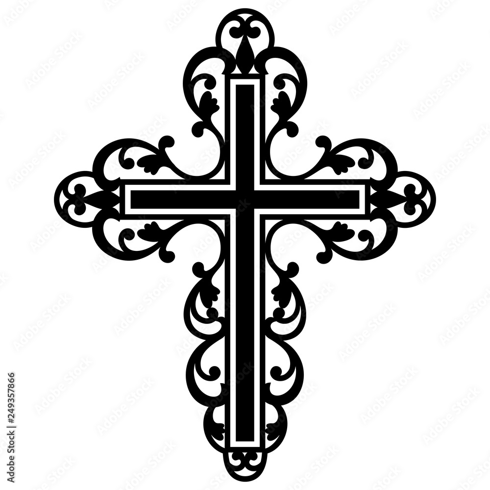 Vecteur Stock Filigree Cross, Catholic Cross, Christian Cross | Adobe Stock