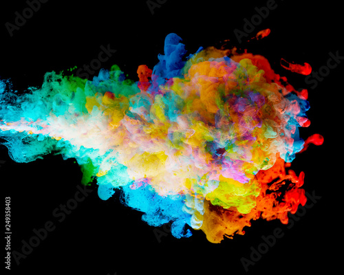 Acrylic colors and ink in water. paint on a black background, the best photo
