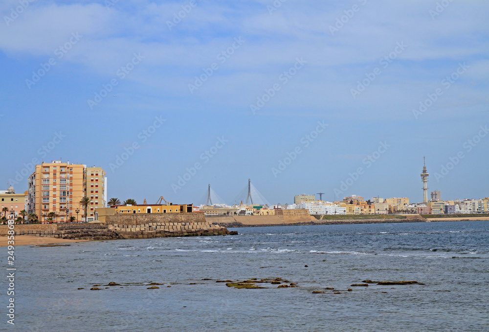Naklejka premium the coastline of city Cadiz in Spain