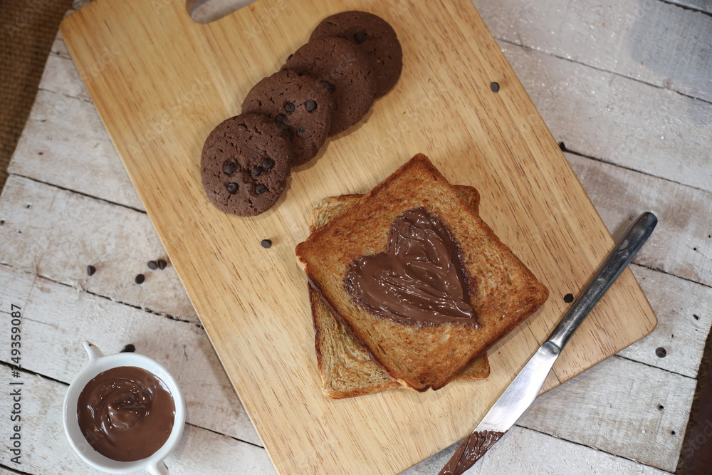 Fototapeta premium Toast With Chocolate Peanut Butter