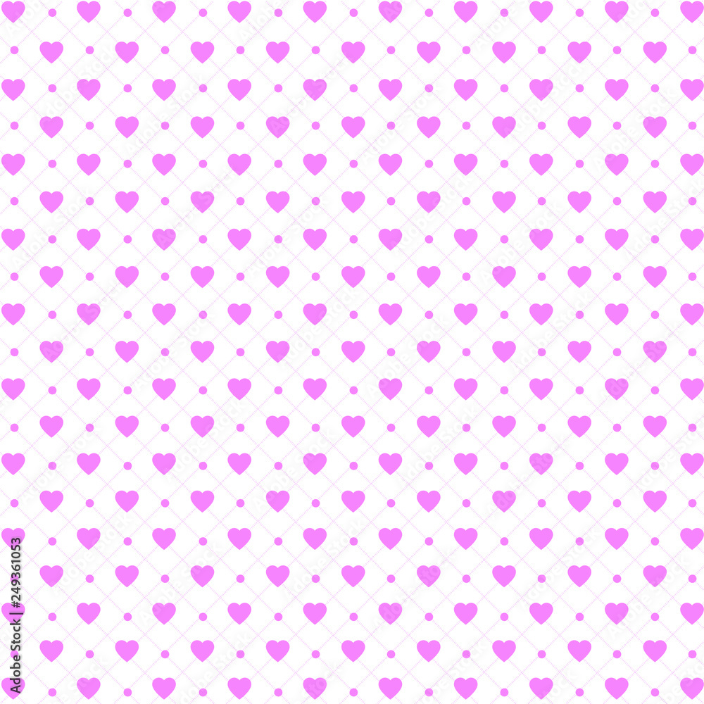 Vector seamless pattern with hearts and dots, romantic wallpaper, background for mother's day or valentine's day, 8th march Vector seamless pattern with hearts and dots, romantic wallpaper, background for mother's day or valentine's day, 8th march