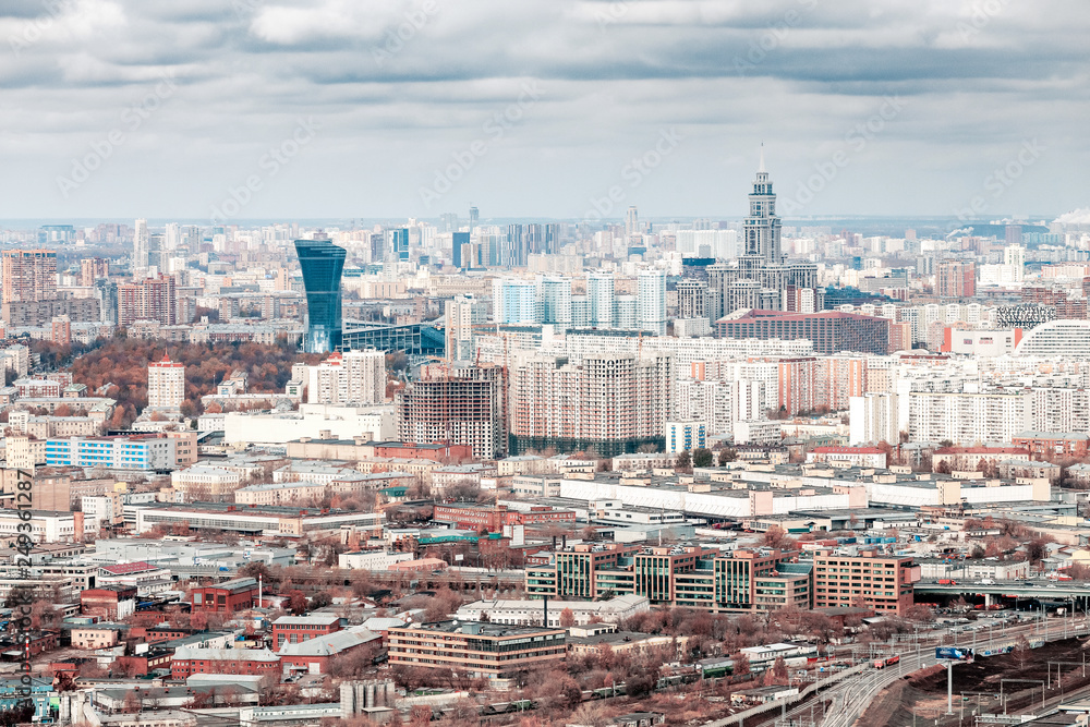 Aerial view of a Moscow city from observation point
