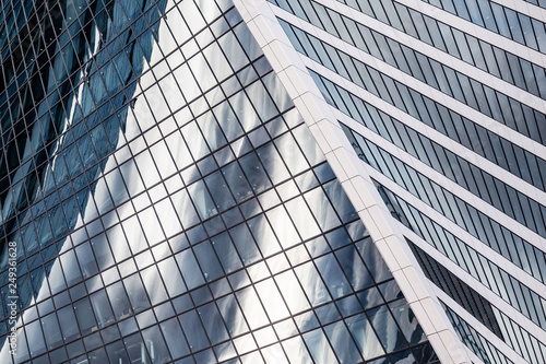 Abstract, business and financial skyscraper building background