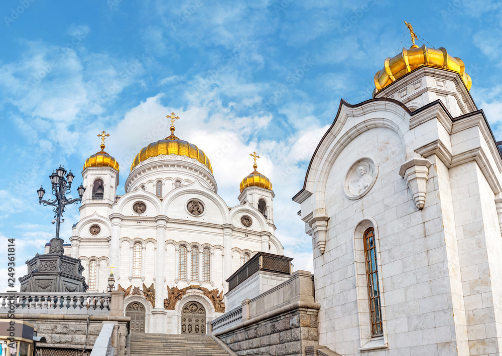 One of the main religious and architectural attractions in Moscow and Russia is the Christian Church of Christ the Saviour, panoramic view
