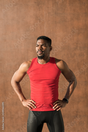 Young black muscular sporty man portrait. © Dirima