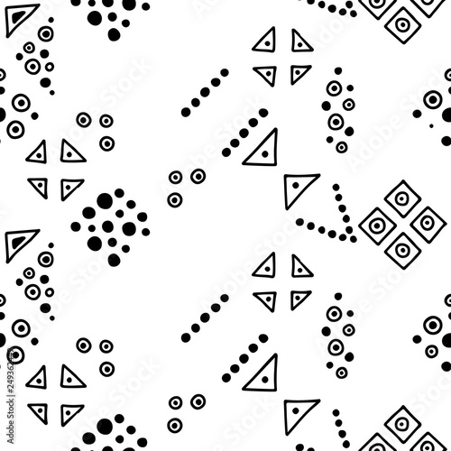Seamless vector pattern. geometrical background with hand drawn decorative tribal elements. Print with ethnic  folk  traditional motifs. Graphic geometric illustration for wrapping  wallpaper  fabric