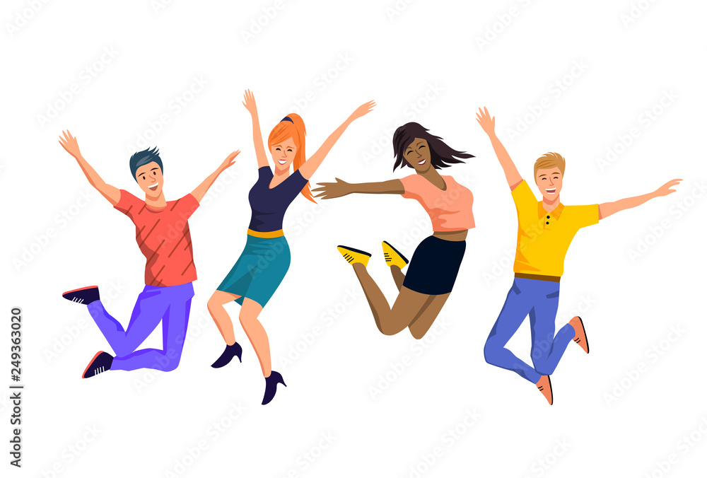 A team of happy and jumping people characters. Vector illustration A team of happy and jumping people characters. Vector illustration