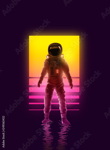 Neon Astronaut Spaceman Background Design