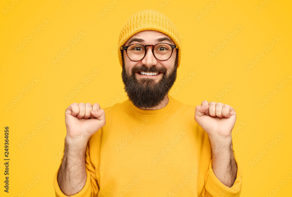 Fototapeta premium Funny man celebrating success