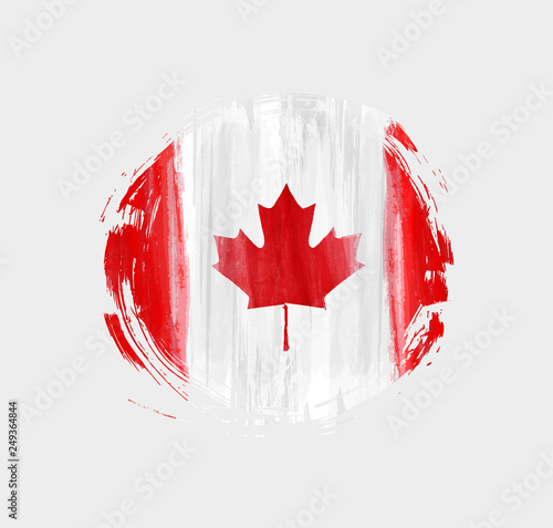 Background with Canada flag in grunge round shape