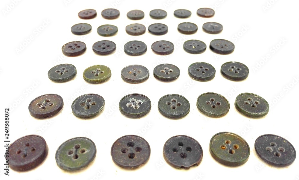 Fototapeta premium Vintage Dressmaker Tailor Buttons isolated on white background