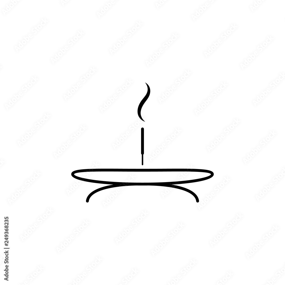Fototapeta incense sticks on base, spa outline icon. Signs and symbols can be used for web, logo, mobile app, UI, UX