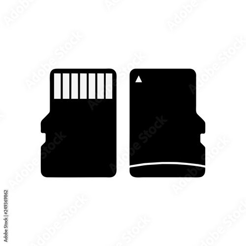 Memory card sign. Vector. Flat style black icon on white.