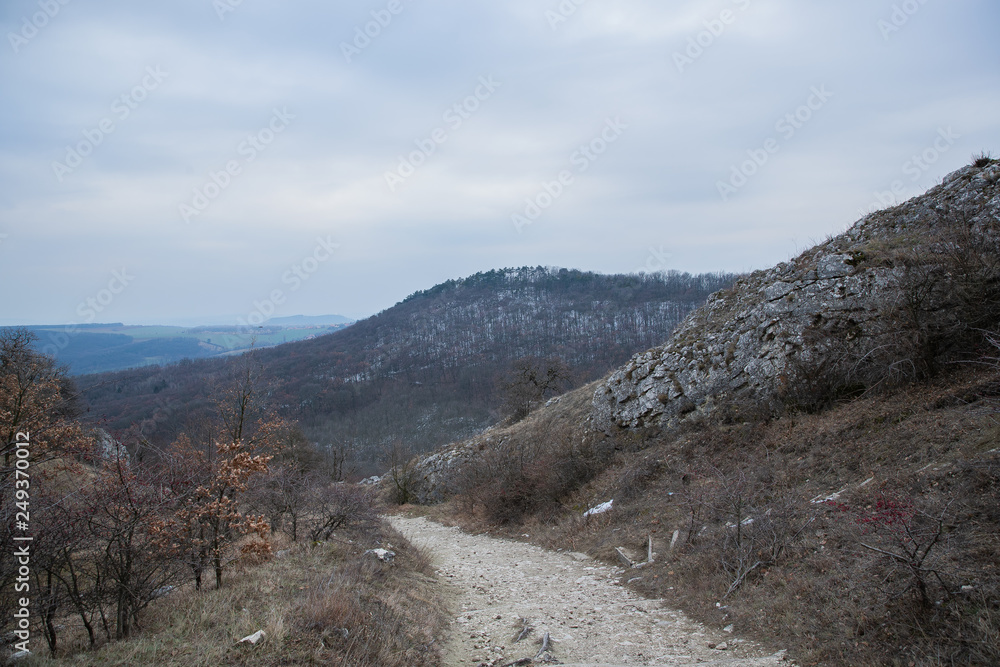 The rocky road in South Moravia, situated on the hillside of Devin, is a panorama of the vast surroundings The rocky road in South Moravia, situated on the hillside of Devin, is a panorama of the vast surroundings
