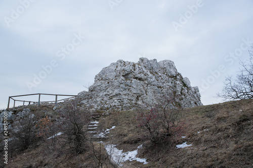 The forest field road at the top is a huge stone and a deserted collapsed castle © Lukas