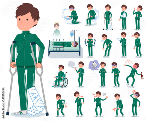 flat type school boy green jersey_sickness