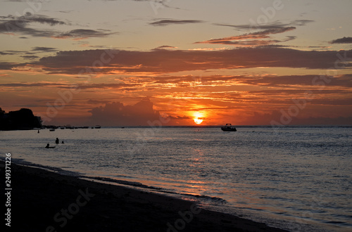 Sunset in Mauritius stock images. Summer landscape photography. Indian Ocean images. Mauritius beautiful sunset. Beach with sunset