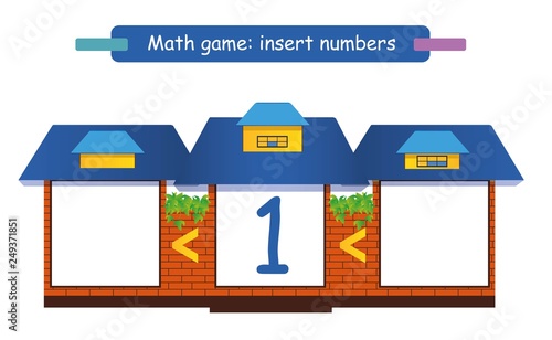 Write the missing numbers.  Mathematics educational game for children. Complete the row.