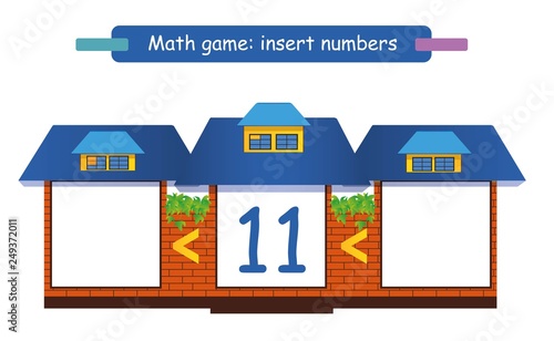 Write the missing numbers.  Mathematics educational game for children. Complete the row.