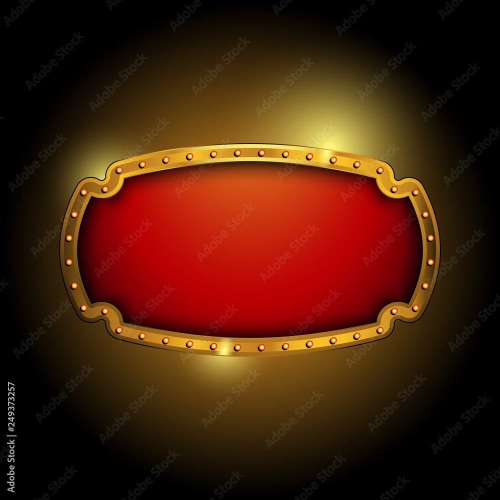 Shiny bright golden red a casino banner on dark black background vector illustration Stock-vektor | Adobe Stock