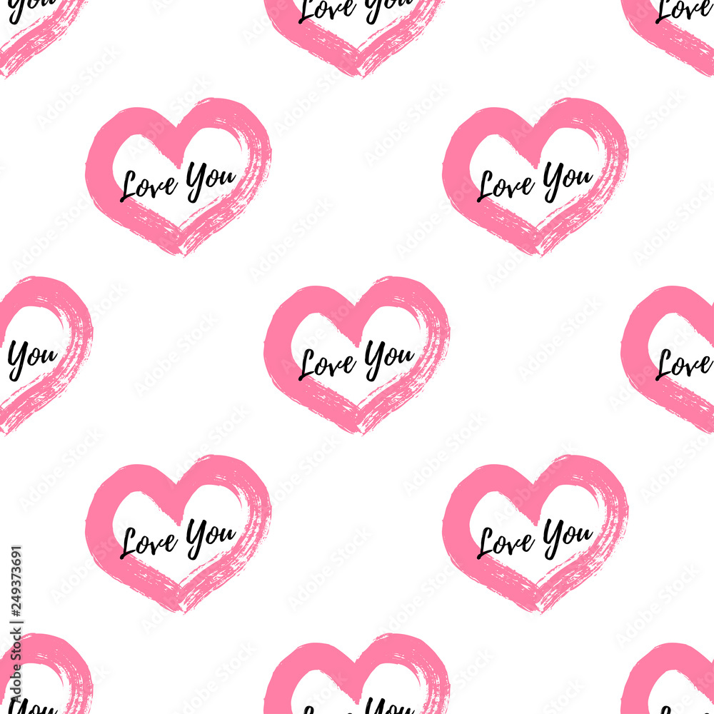 Love you grunge heart pattern
