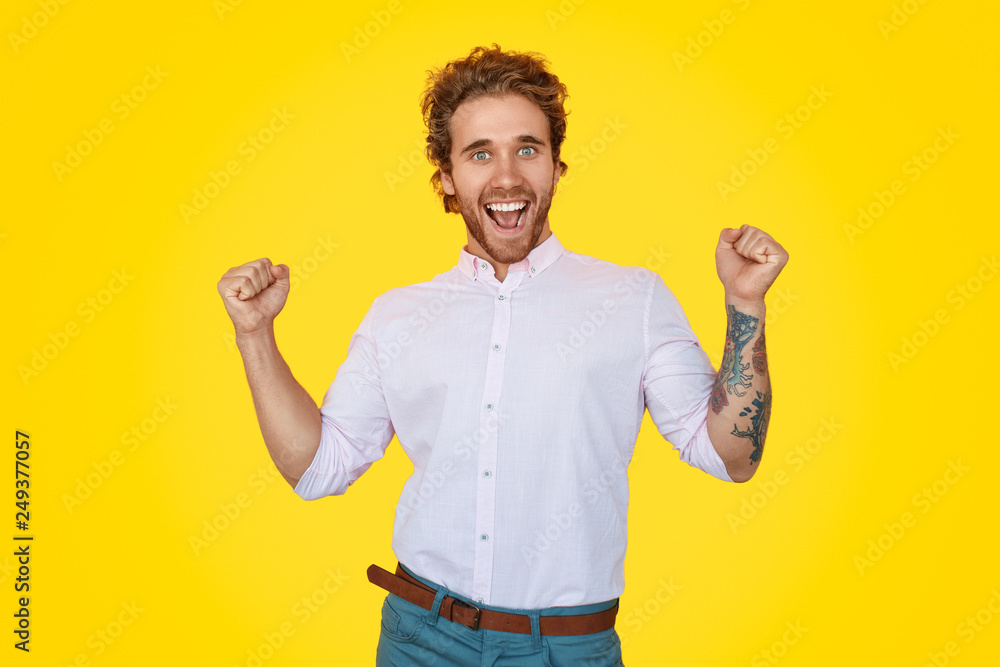 Fototapeta premium Excited dancing hipster man 