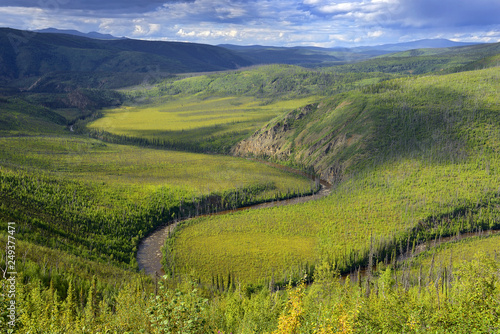 The Meander of the Walker Fork River - The landscape around Taylor Highway, Alaska, USA photo