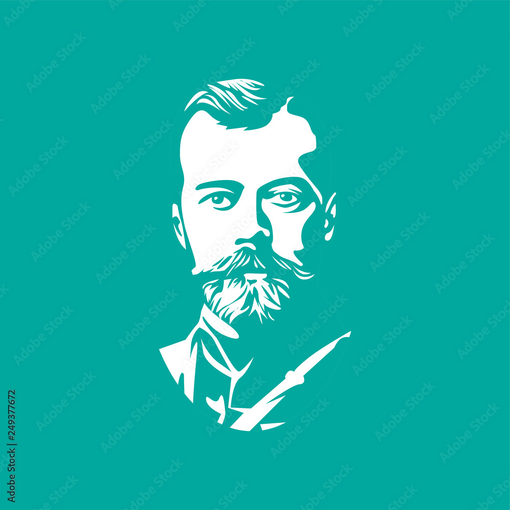 Nicholas II Portraits of famous Russian historical figure Stock Vector