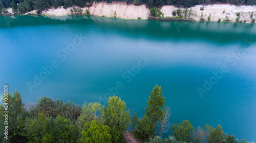 Quarry, filled with turquoise water.