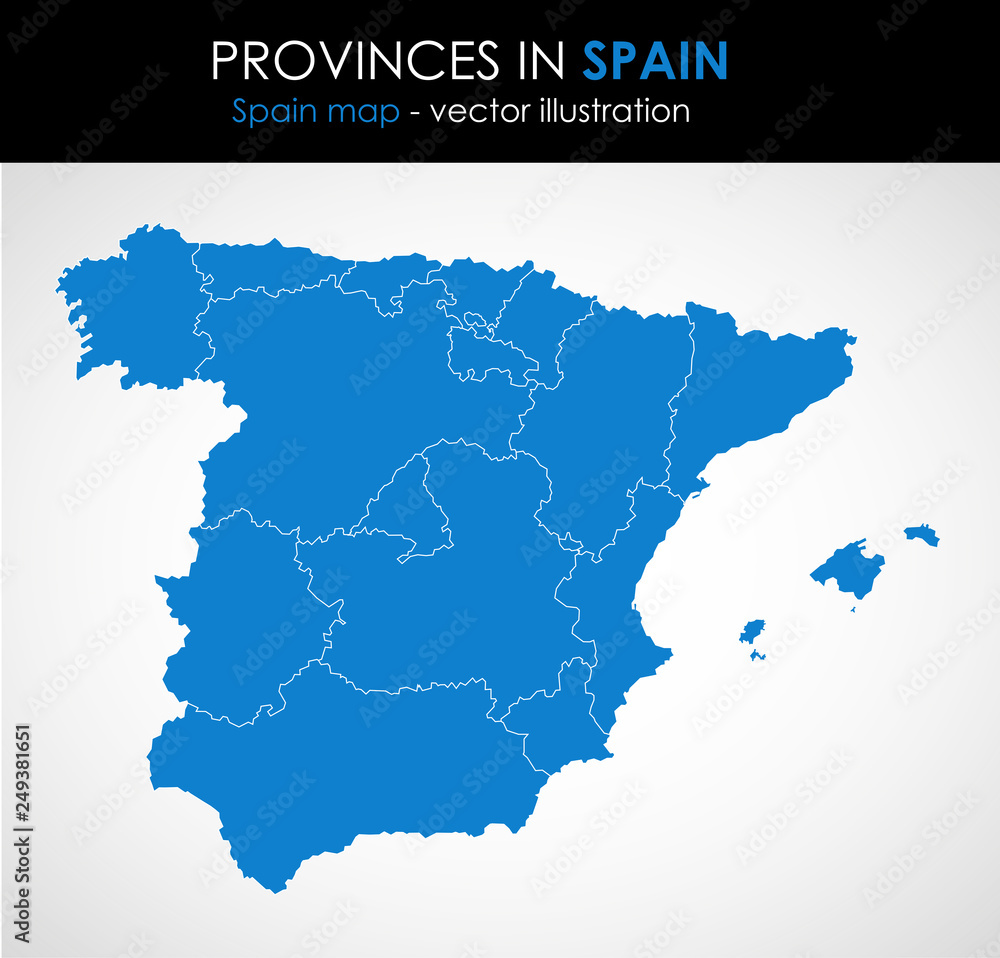 Spain - highly detailed map. All elements are separated in editable layers. Vector illustration. 