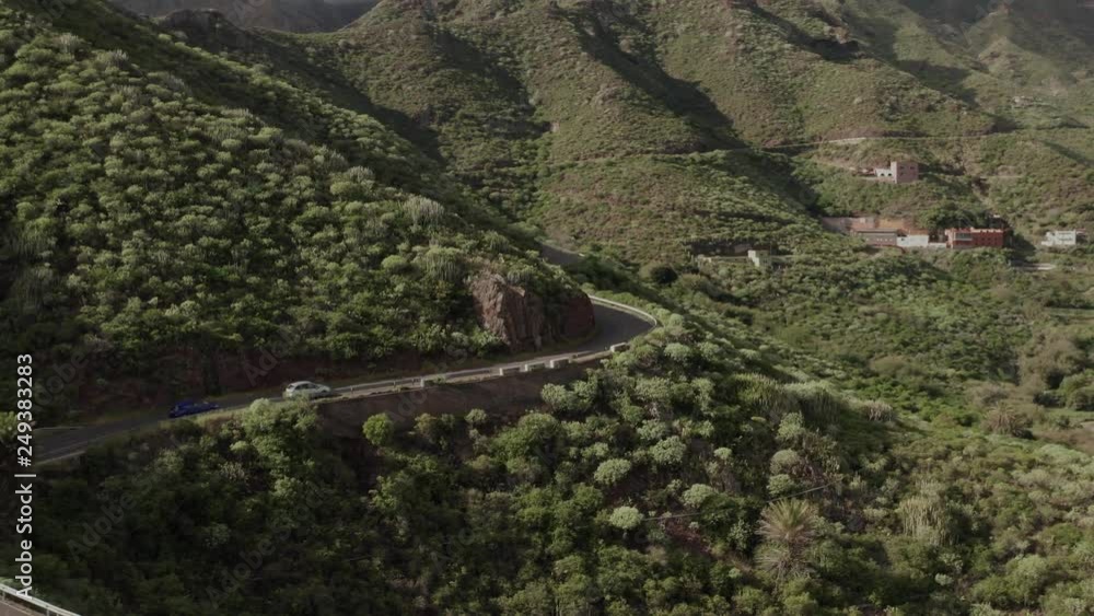 Aerial survey above the road in Tenerife, Canary islands Aerial survey above the road in Tenerife, Canary islands