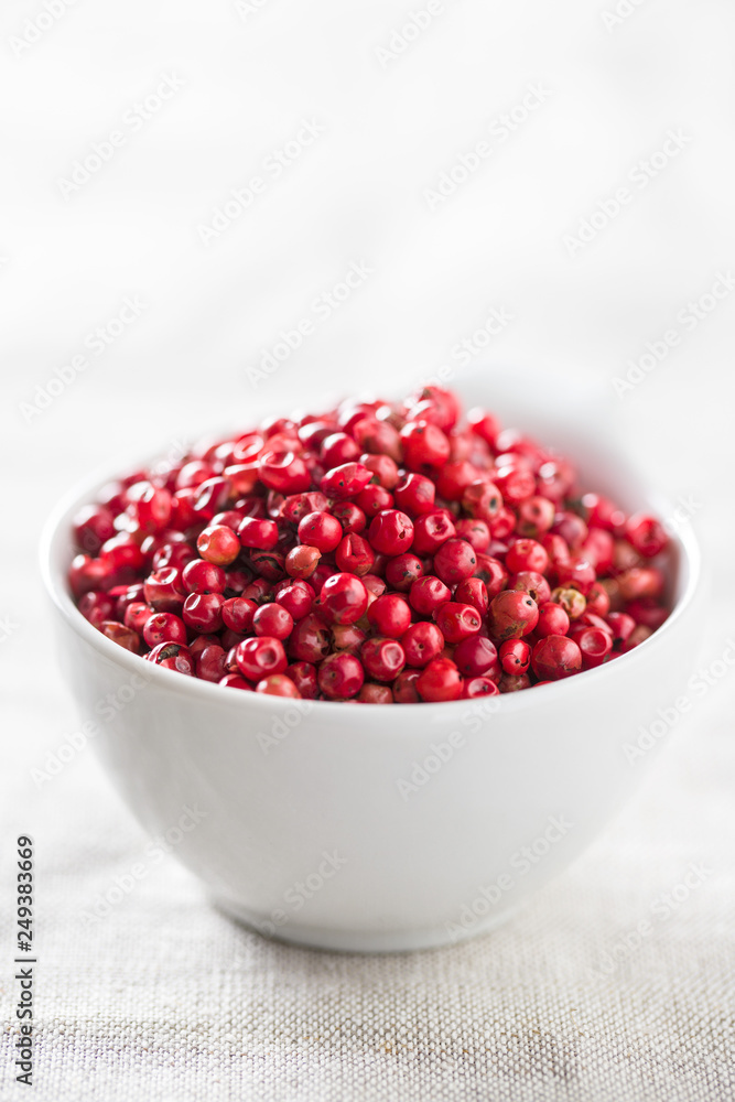 Dried pink peppercorn. Dried pink peppercorn.