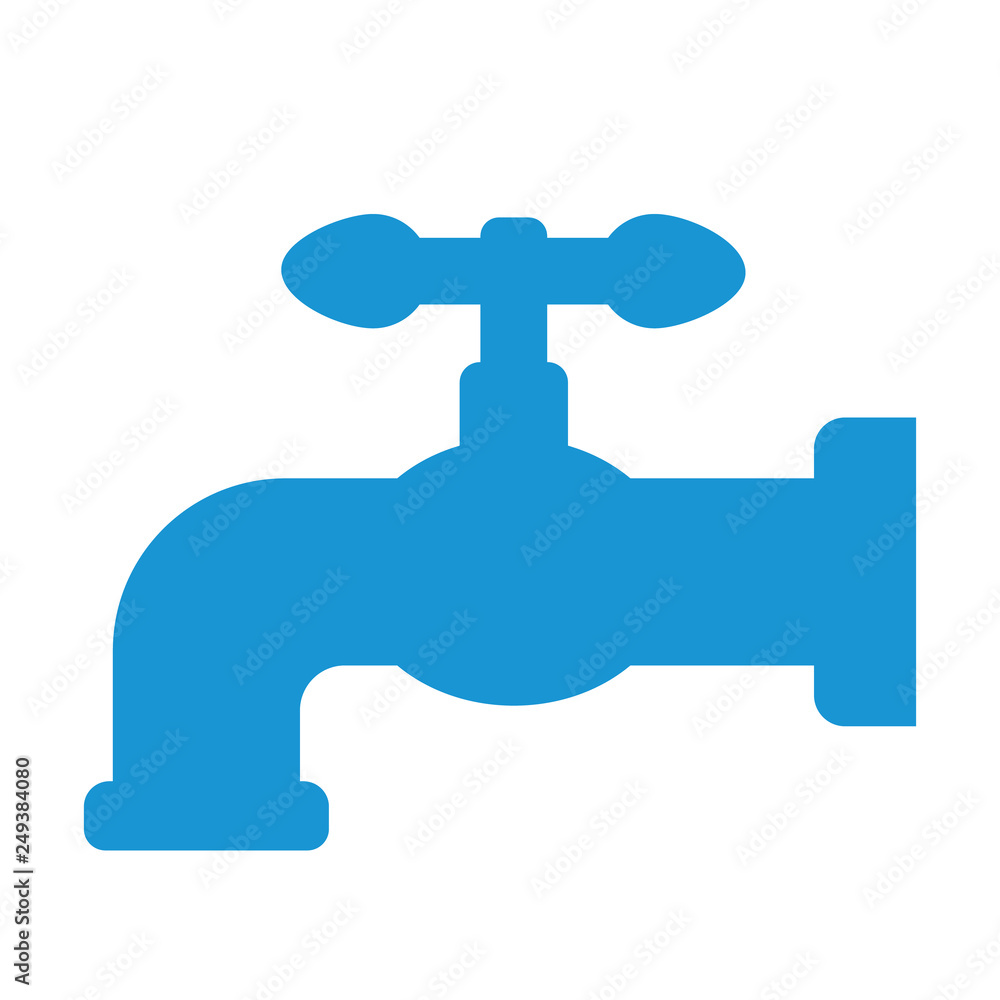 Water faucet, icon. Blue. Vector illustration. Water faucet, icon. Blue. Vector illustration.