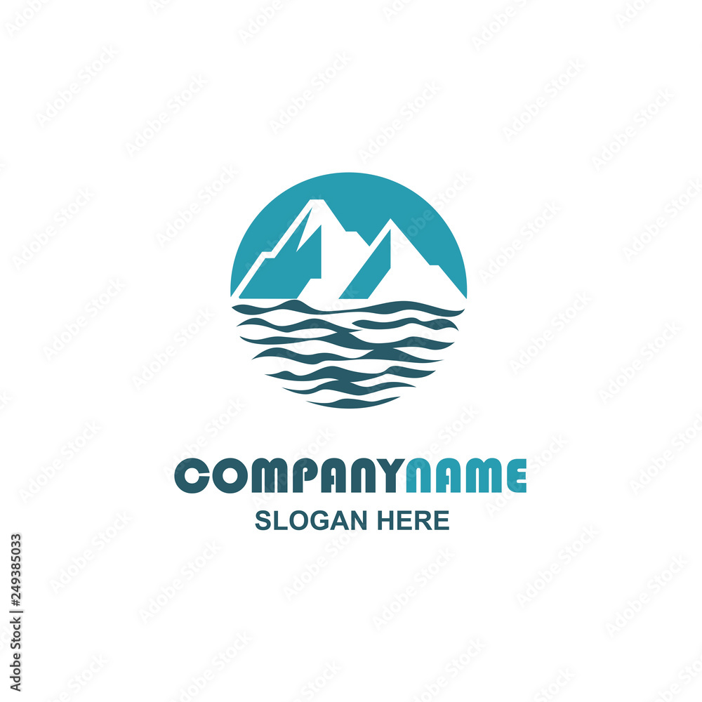 abstract icon of mountain and sea wave isolated on white background abstract icon of mountain and sea wave isolated on white background