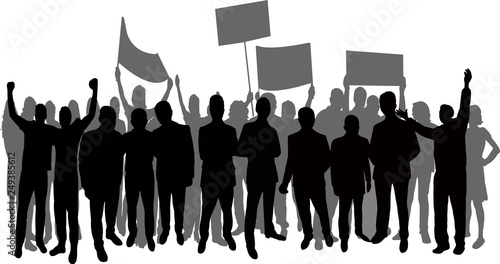 group of people protesting, silhouette vector 