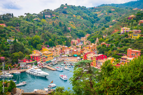 Beautiful bay with colorful houses in Portofino, Liguria, Italy