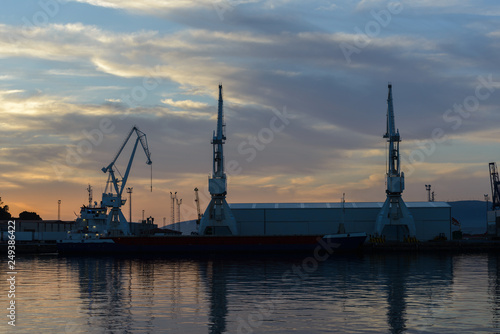harbor cranes at sunset © sergiy1975