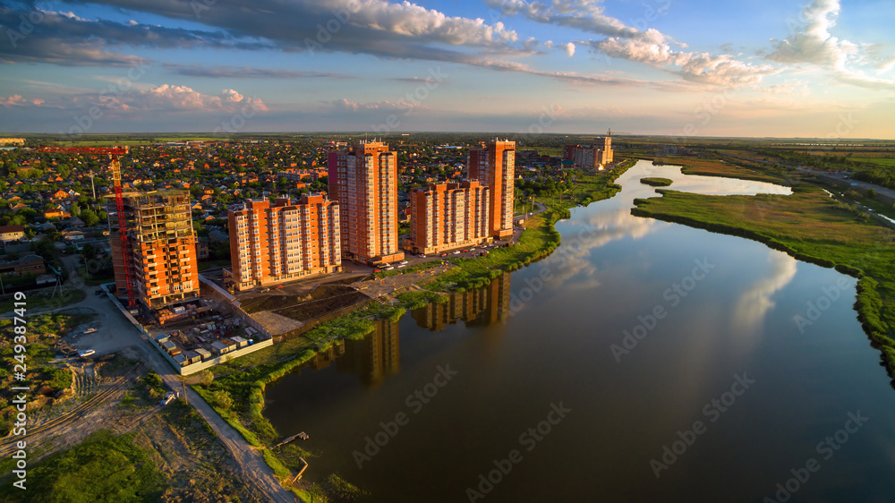 Fototapeta premium District of the city with new buildings near the river