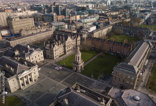 Trinity College aerial view. Dublin, Ireland. February 2019