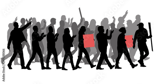 group of people protesting, silhouette vector 