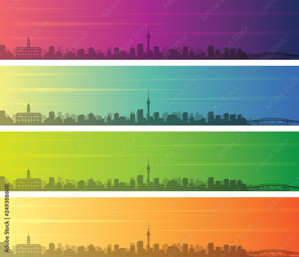 Auckland Multiple Color Gradient Skyline Banner