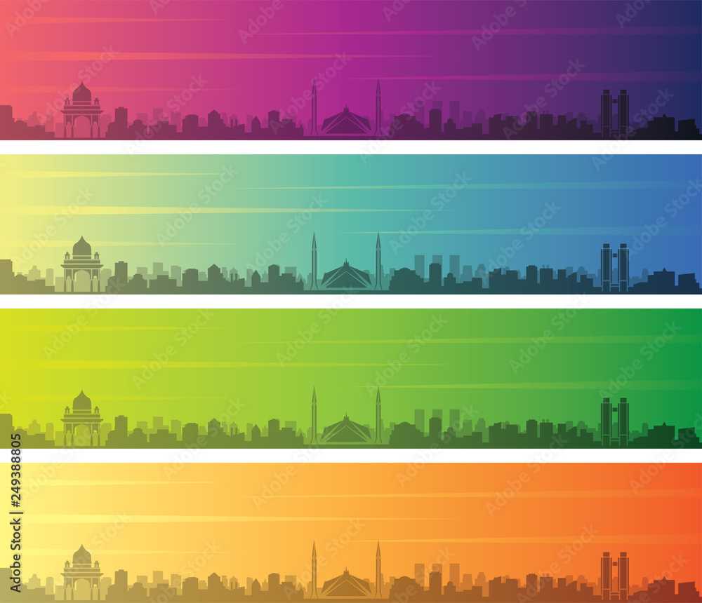 Islamabad Multiple Color Gradient Skyline Banner