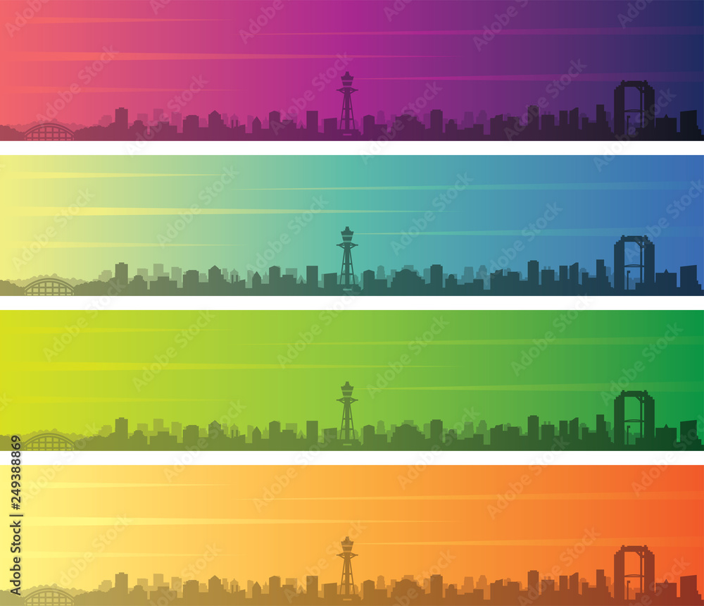 Osaka Multiple Color Gradient Skyline Banner