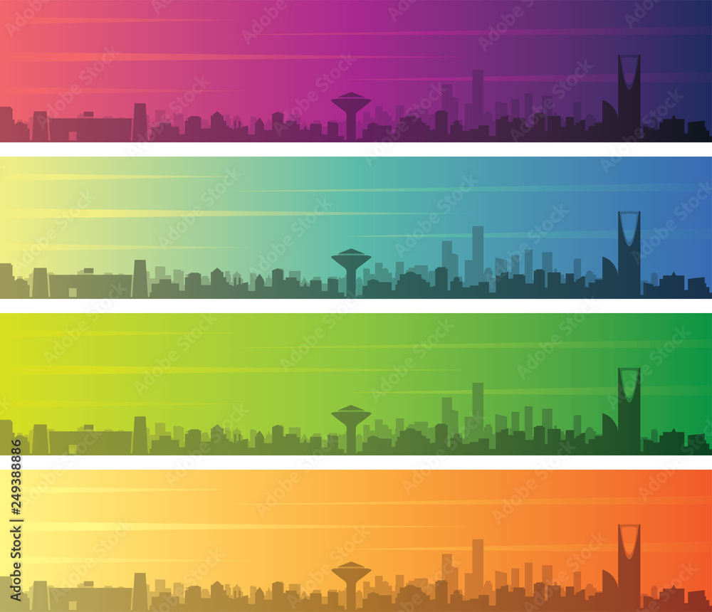 Riyadh Multiple Color Gradient Skyline Banner